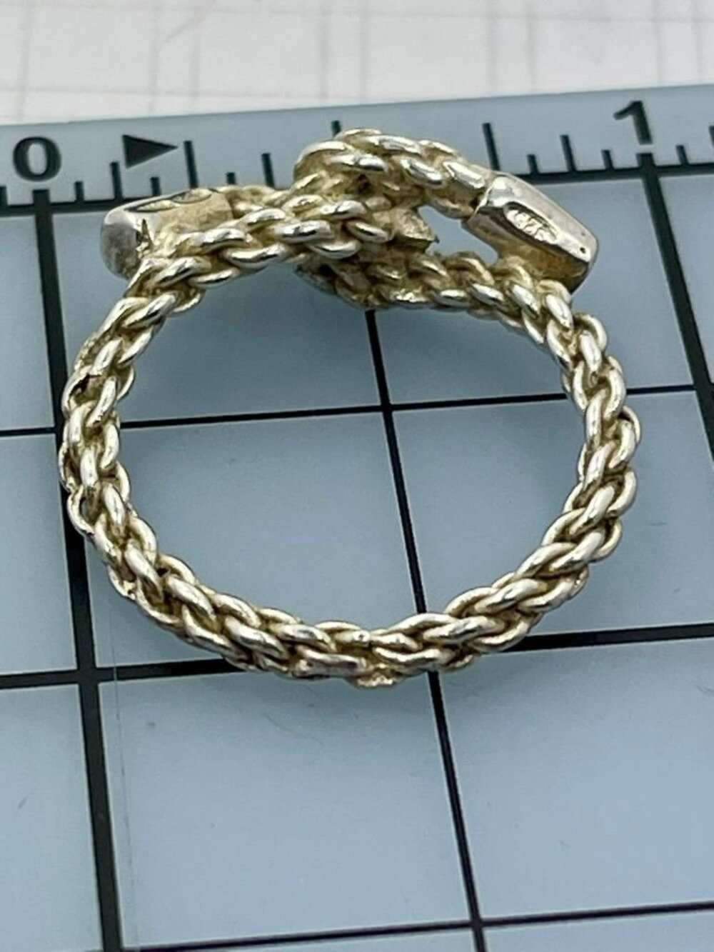 Vintage Italian 925 Sterling Rope Love Knot Ring Size 6.25 - Picture 4 of 6